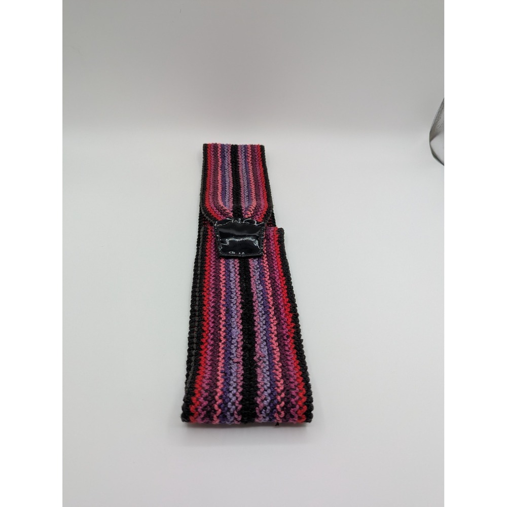 Goodheart Vintage Woven‎ Striped Belt Purple Pink Black Wide Waist Made in USA - Picture 2 of 6